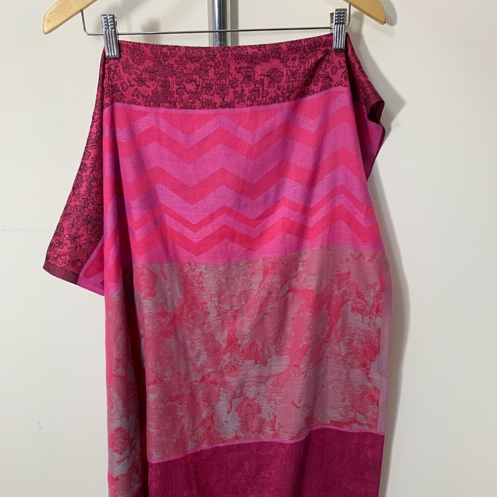Roffe Accessories 100% Wool Shawl Wrap Pashmina Scarf – Pink & Burgundy Pattern